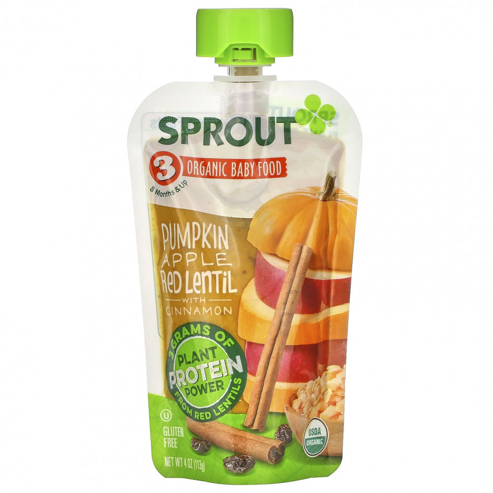 ���������� Sprout Organic, ������� �������, �� 8 �������, �����, ������, ������� �������� � �������, 113 � (4 �����)  Iherb (������)