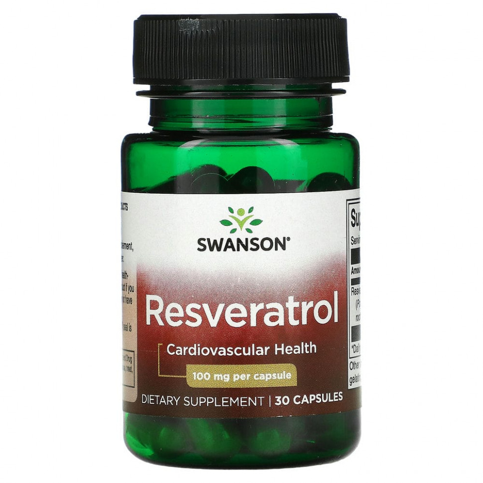 Swanson, Resveratrol, Cardiovascular, 100 mg, 30 Capsules    , -, 