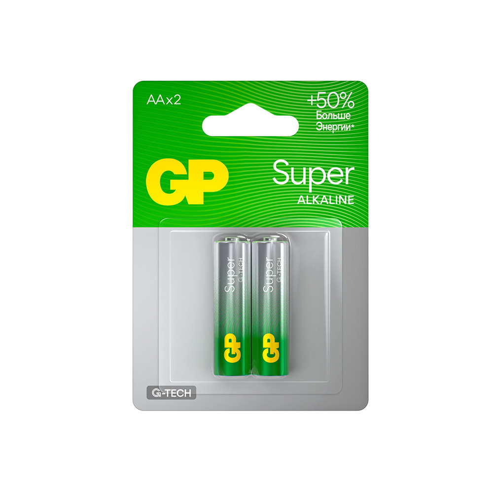 ���������� ��������� GP Batteries Super ������� AA ����������� LR6 1,5 � (2 ��.) (GP 15AA21-2CRSBC2)  
