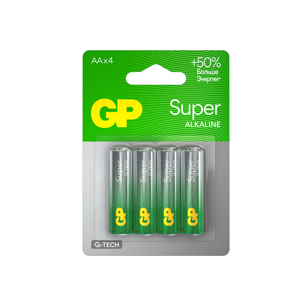 ���������� ��������� GP Batteries Super ������� AA ����������� LR6 1,5 � (4 ��.) (GP 15AA21-2CRSBC4)  