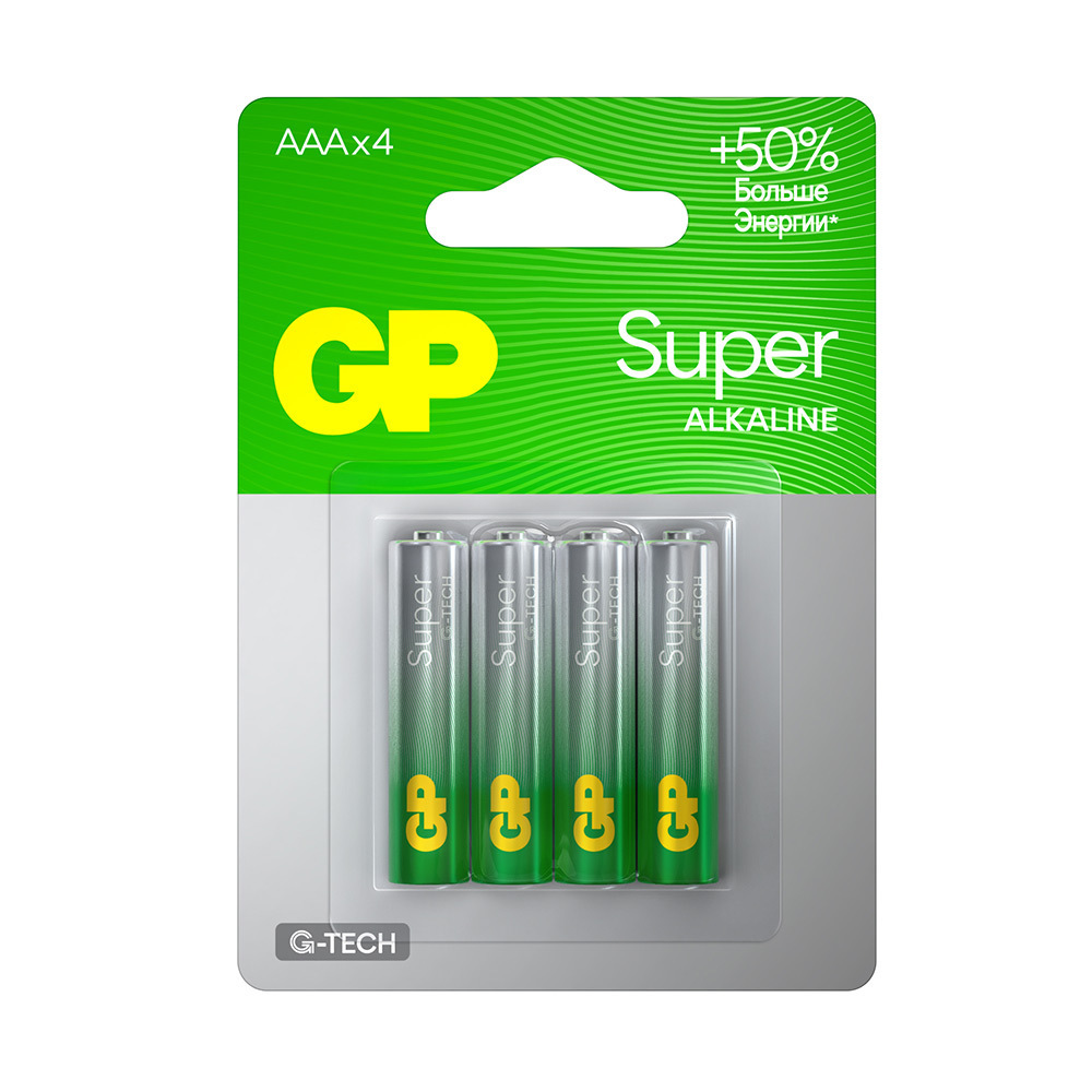 ���������� ��������� GP Batteries Super ������� AAA ������������ LR03 1,5 � (4 ��.) (GP 24AA21-2CRSBC4)  