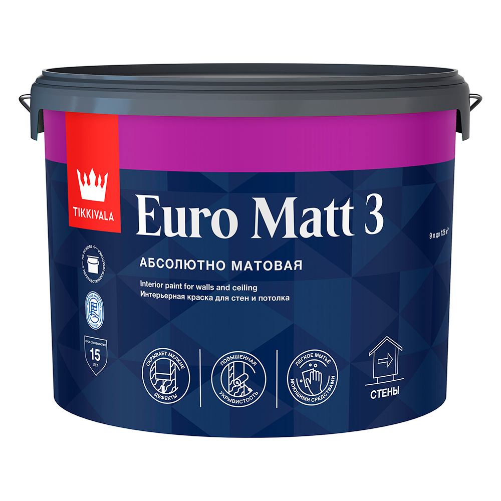 ���������� ������ ����������� Tikkurila/Tikkivala Euro Matt 3 ���� � ����� 9 �  