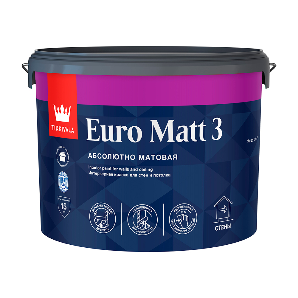 ���������� ������ ����������� Tikkurila/Tikkivala Euro Matt 3 ���� � ���������� 9 �  