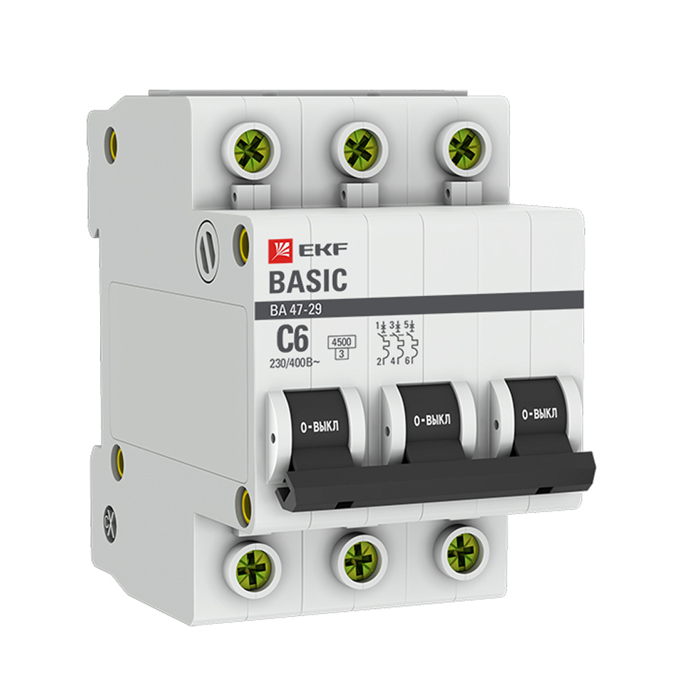 ���������� �������������� ����������� ��������� EKF Basic �� 47-29 3P 6� ��� C 4,5 �� 400 � (mcb4729-3-06C)  
