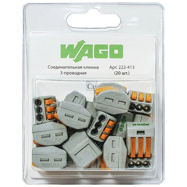 ���������� ������ �� 3 ������� Wago 222-413 0,08-2,5 ��. �� � ��������� ��� ����� (20 ��.)  
