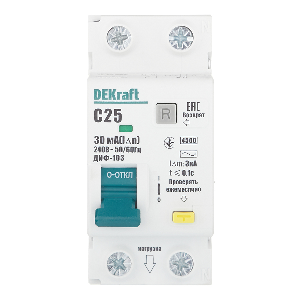 ���������� ������� ���������������� Dekraft ���-103 25� 1P+N ��� AC 30 �� 4,5 �� ���������� (16054DEK)  
