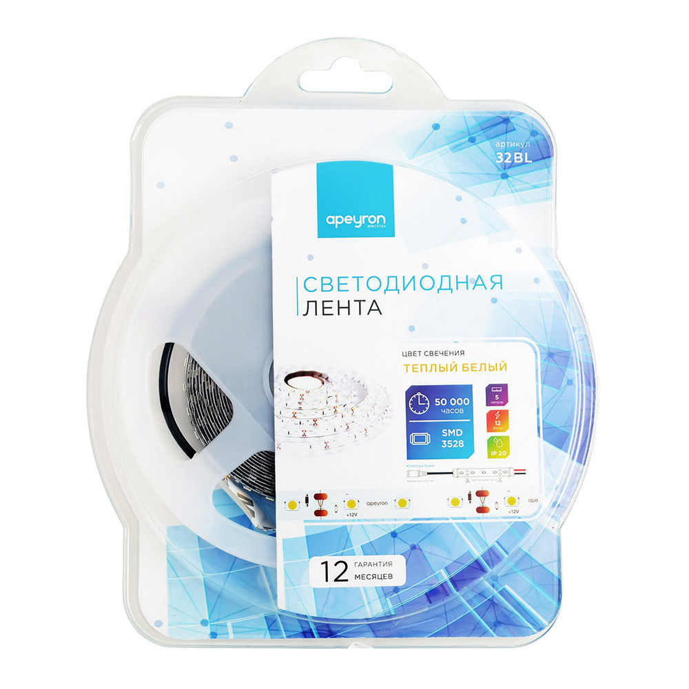 ���������� ����� ������������ SMD 3528 3000� 12 � 9,6 ��/� 5 � IP20 Apeyron (32BL)  