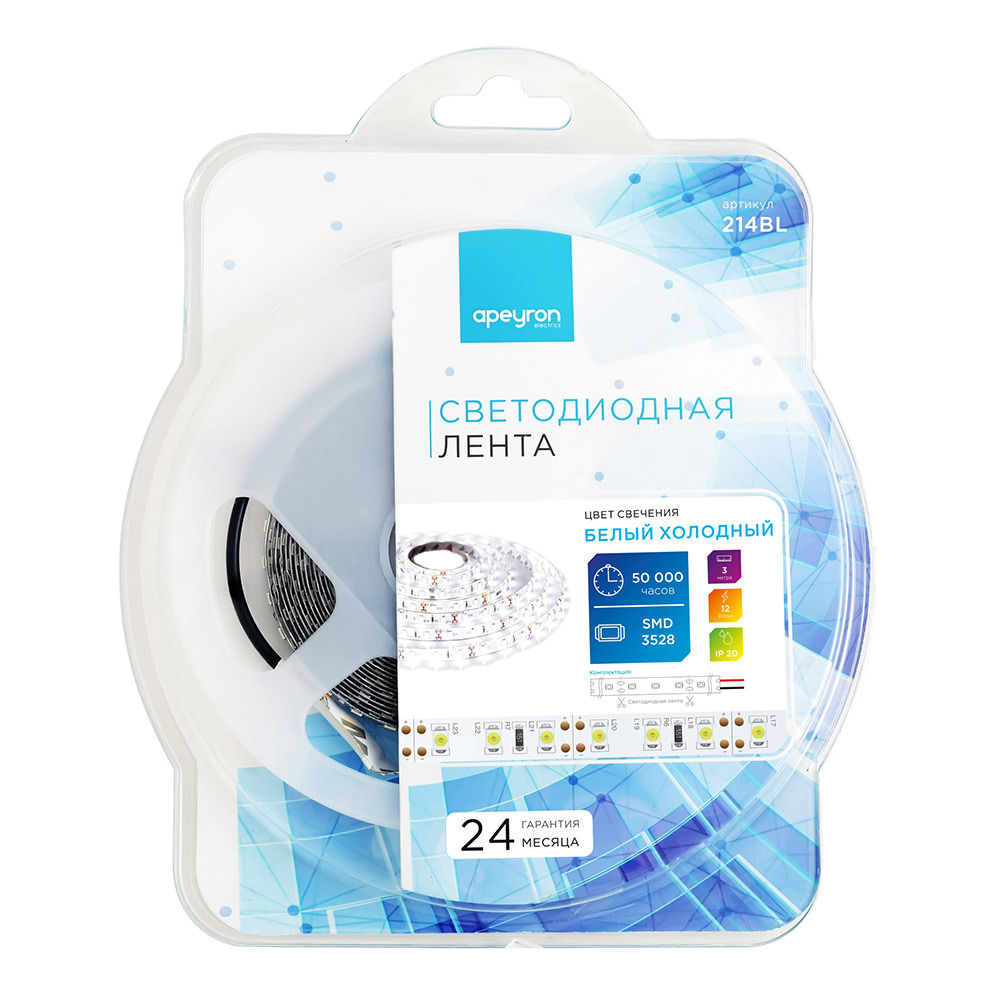 ���������� ����� ������������ SMD 3528 6500� 12 � 9,6 ��/� 3 � IP20 Apeyron (214BL)  