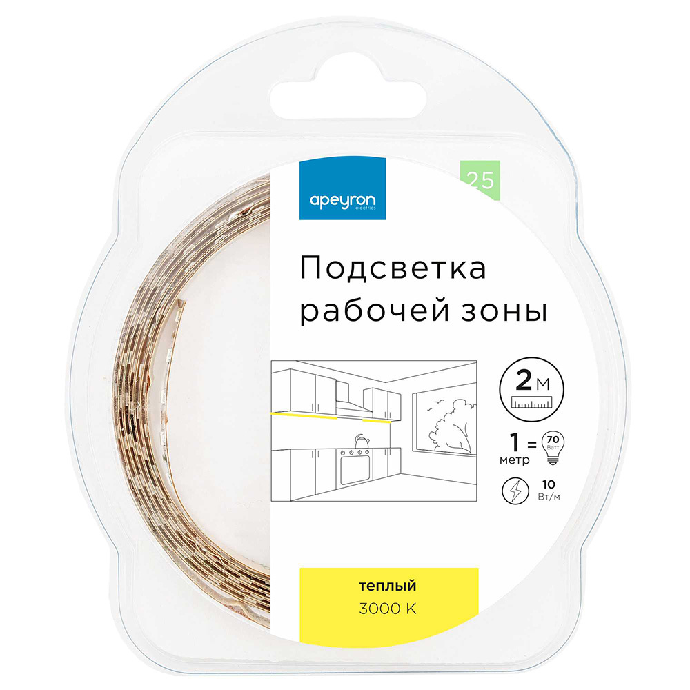 ���������� ����� ������������ SMD 5050 3000� 12 � 10 ��/� 2 � IP20 Apeyron (25���)  
