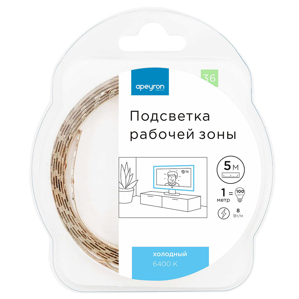 ���������� ����� ������������ SMD 2835 6500� 12 � 8 ��/� 5 � IP20 Apeyron (36���)  