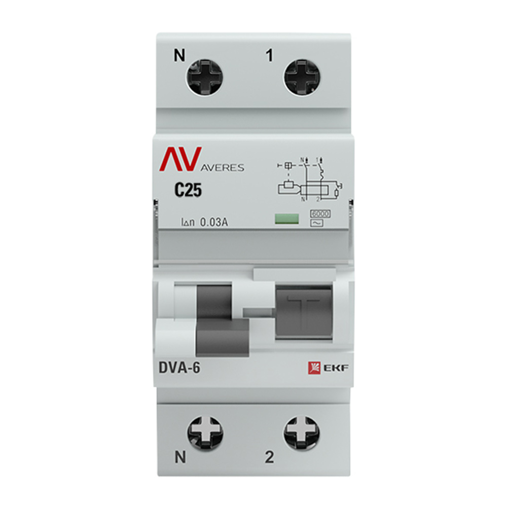 ���������� ������� ���������������� EKF Averes DVA-6 25� 1P+N ��� AC 30 �� 6 �� (rcbo6-1pn-25C-30-ac-av)  
