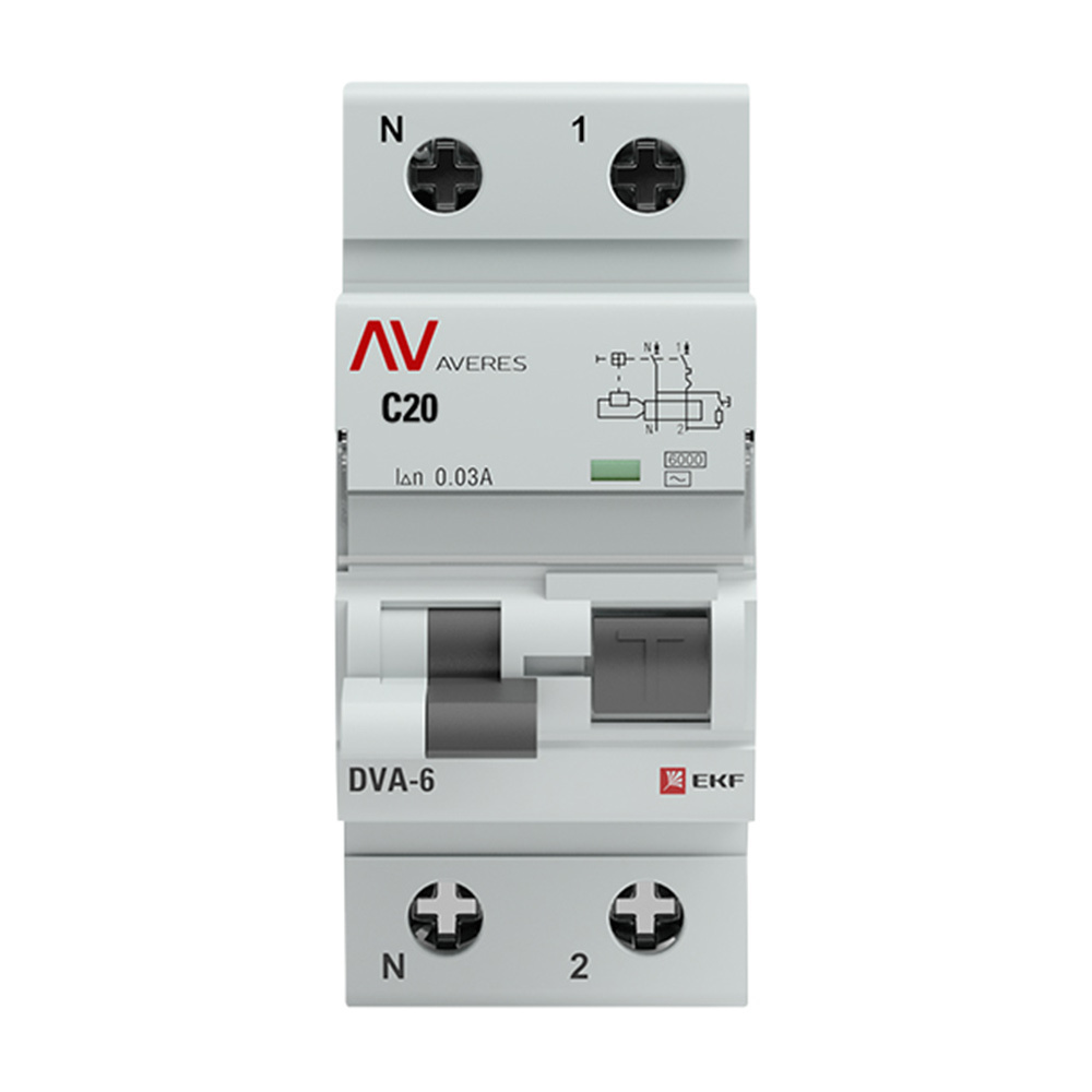 ���������� ������� ���������������� EKF Averes DVA-6 20� 1P+N ��� AC 30 �� 6 �� (rcbo6-1pn-20C-30-ac-av)  