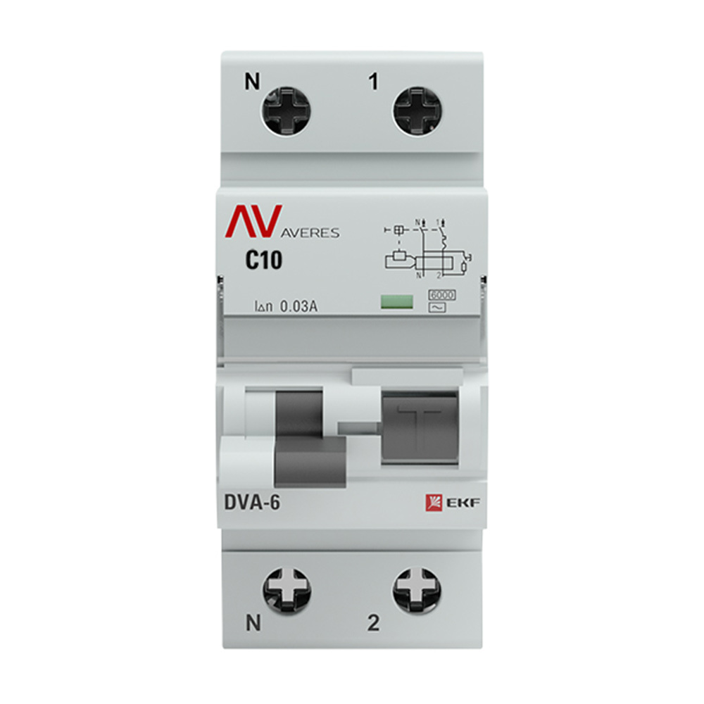 ���������� ������� ���������������� EKF Averes DVA-6 10� 1P+N ��� AC 30 �� 6 �� (rcbo6-1pn-10C-30-ac-av)  