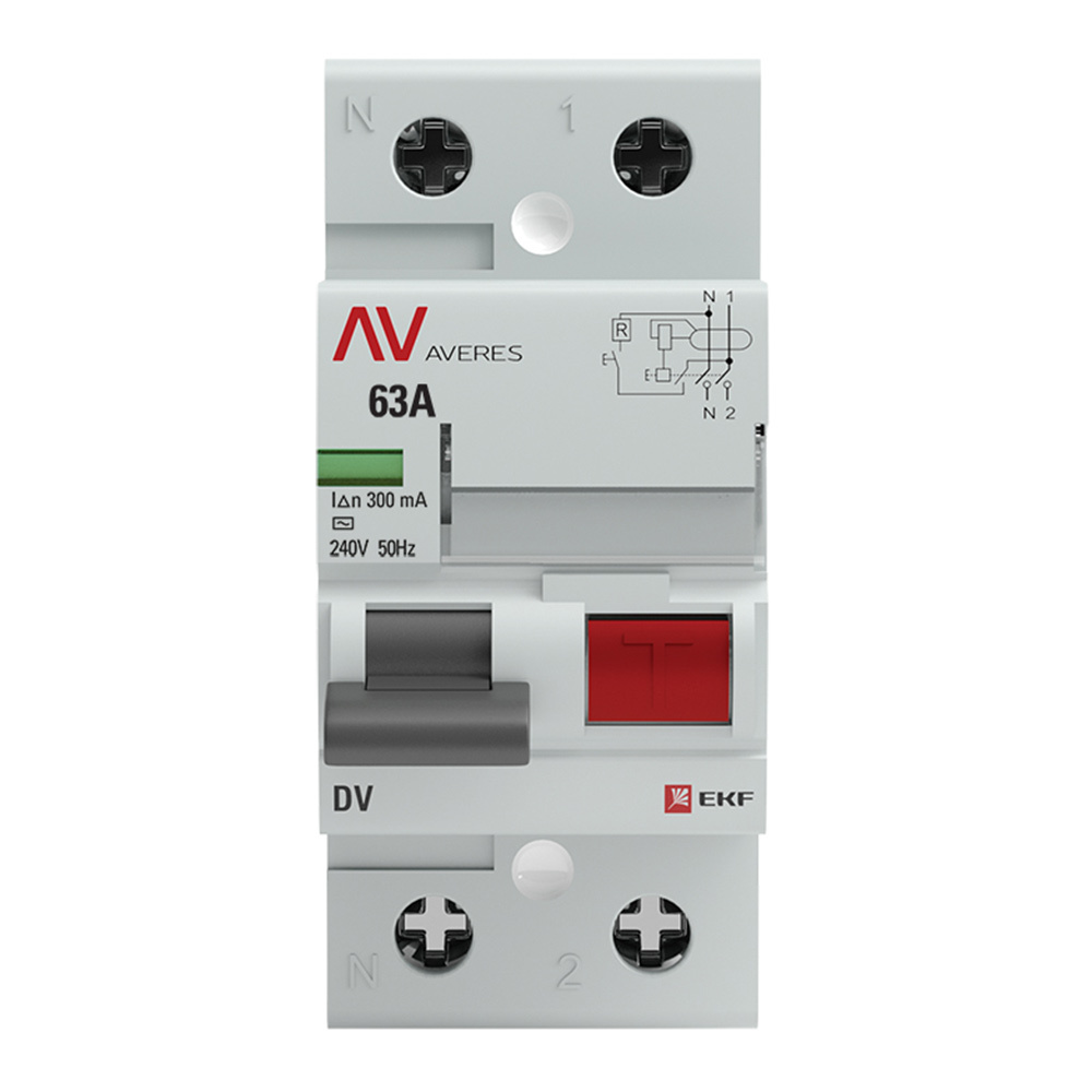 ���������� ��� EKF Averes DV 63� 1P+N ��� AC 300 �� 10 �� (rccb-2-63-300-ac-av)  