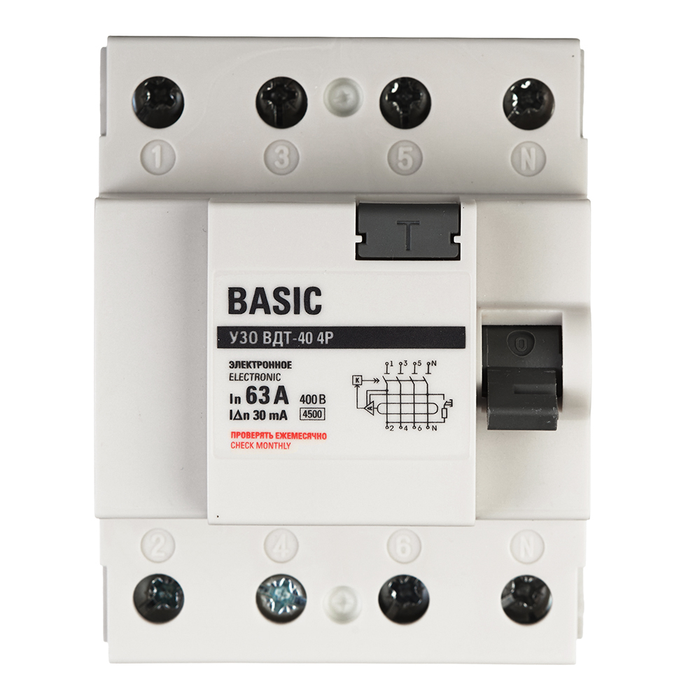 ���������� ��� EKF Basic ���-40 63� 3P+N ��� AC 30 �� 4,5 �� (elcb-4-63-30e-sim)  