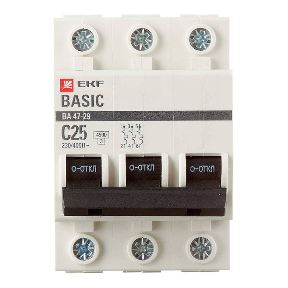���������� �������������� ����������� ��������� EKF Basic �� 47-29 3P 25� ��� C 4,5 �� 400 � (mcb4729-3-25C)  