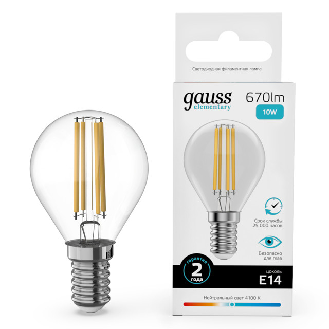 ���������� ����� ����������� GAUSS Filament Elementary 10�� �14 LED 670�� 4100� ���  