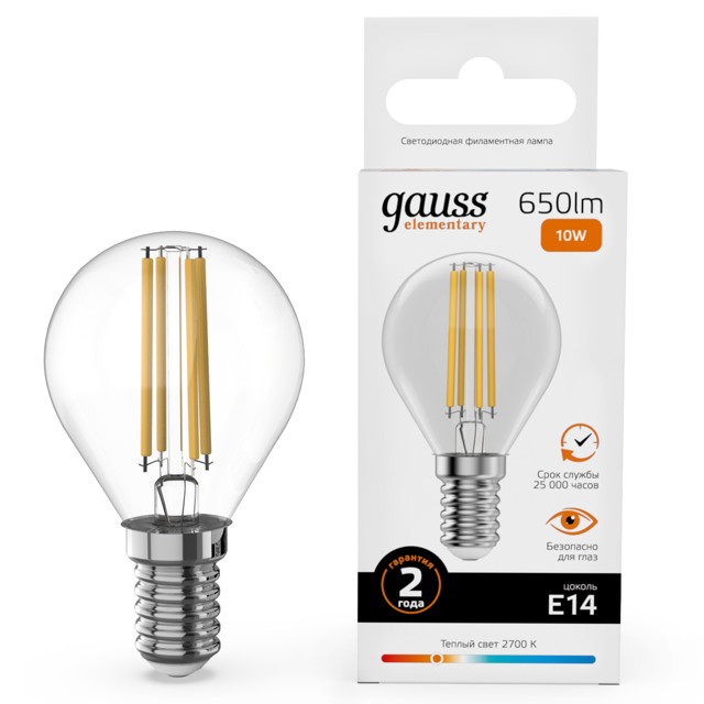 ���������� ����� ����������� GAUSS Filament Elementary 10�� �14 LED 650�� 2700� ���  