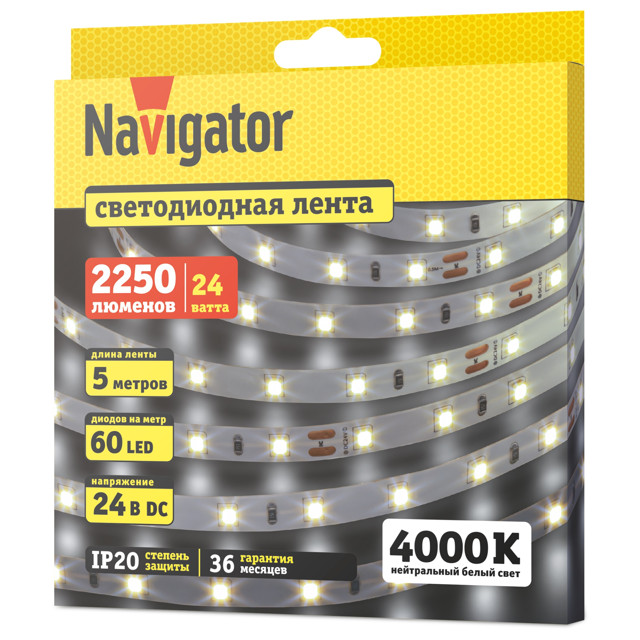 ���������� ����� ������������ NAVIGATOR LED 4,8�� 2835 IP20 24� 4000� 5�  