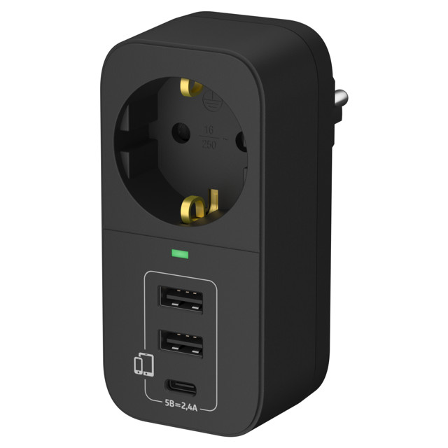 ���������� ������������-������� ����� 2  USB-A+ USB-C, 2,4 A 16� �/� ������  