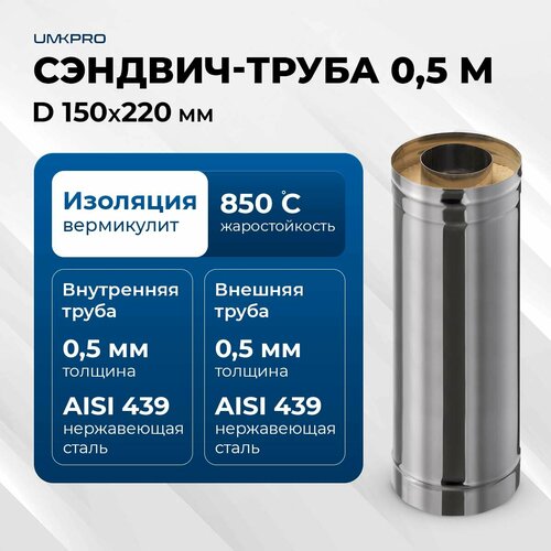 ���������� �������-����� ��� �������� 0,5� UMKPRO, D 150�220, AISI 439/439, 0,5��/0,5��