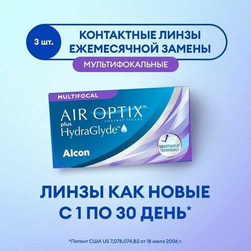 ���������� ���������� ����� �� ����� Alcon Air Optix Plus HydraGlyde Multifocal, 3 ��., R 8,6, D -8,75, ADD: �������, 1 ��.