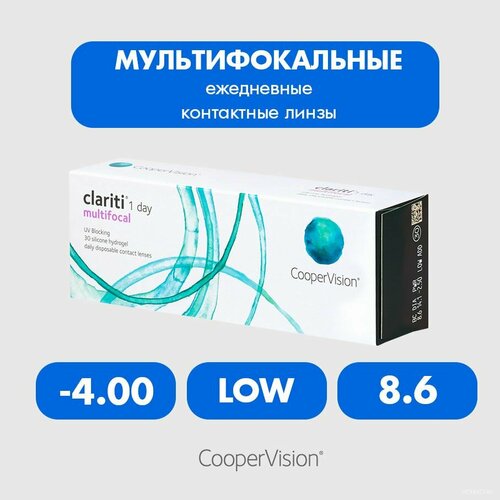 ���������� ����������� ���������� ����� CooperVision Clariti 1 day Multifocal, 30 ��., R 8,6, D -4, ADD: ������, 1 ��.