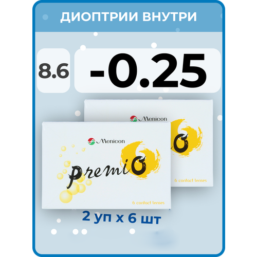���������� ���������� ����� Menicon Premio, 12 ��., R 8,6, D -0,25, 2 ��.
