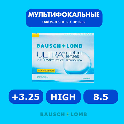 ���������� ���������� ����� �� ����� BAUSCH+LOMB Ultra for Presbyopia, 3 ��., R 8,5, D +3,25, ADD: �������, 1 ��.
