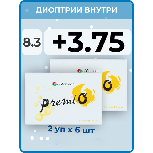 ���������� ���������� ����� Menicon Premio, 12 ��., R 8,3, D +3,75, 2 ��.