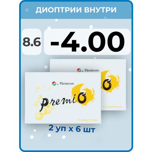 ���������� ���������� ����� Menicon Premio, 12 ��., R 8,6, D -4, 2 ��.