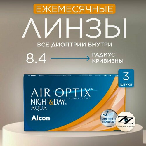 ���������� ���������� ����� �� ����� Alcon Air Optix Night & Day Aqua, 3 ��., R 8,4, D -4,25, 1 ��.