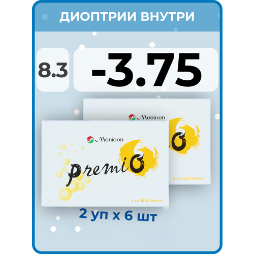 ���������� ���������� ����� Menicon Premio, 12 ��., R 8,3, D -3,75, 2 ��.