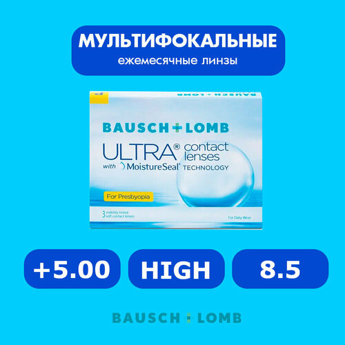 ���������� ���������� ����� �� ����� BAUSCH+LOMB Ultra for Presbyopia, 3 ��., R 8,5, D +5, ADD: �������, 1 ��.