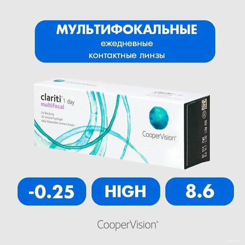 ���������� ����������� ���������� ����� CooperVision Clariti 1 day Multifocal, 30 ��., R 8,6, D -0,25, ADD: �������, 1 ��.
