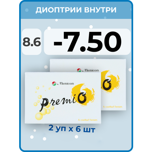 ���������� ���������� ����� Menicon Premio, 12 ��., R 8,6, D -7,5, 2 ��.