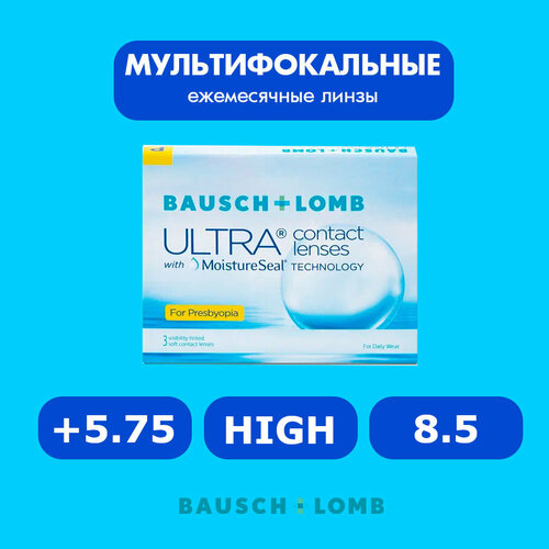 ���������� ���������� ����� �� ����� BAUSCH+LOMB Ultra for Presbyopia, 3 ��., R 8,5, D +5,75, ADD: �������, 1 ��.