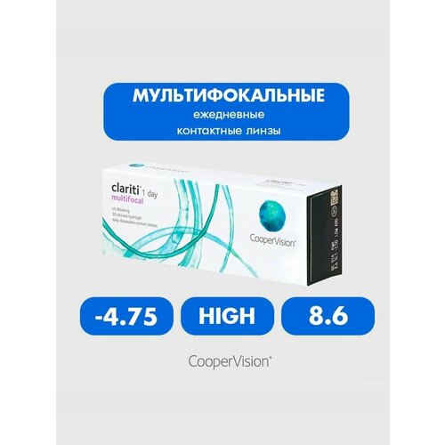 ���������� ����������� ���������� ����� CooperVision Clariti 1 day Multifocal, 30 ��., R 8,6, D -4,75, ADD: �������, 1 ��.