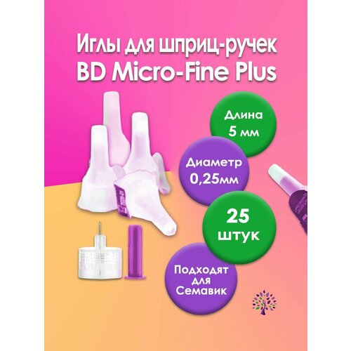 ���������� ���� ��� �����-����� ��������� ����(BD Micro-Fine Plus)0,25 �� (31G) � 5 ��, 25 ���