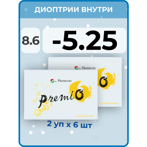 ���������� ���������� ����� Menicon Premio, 12 ��., R 8,6, D -5,25, 2 ��.
