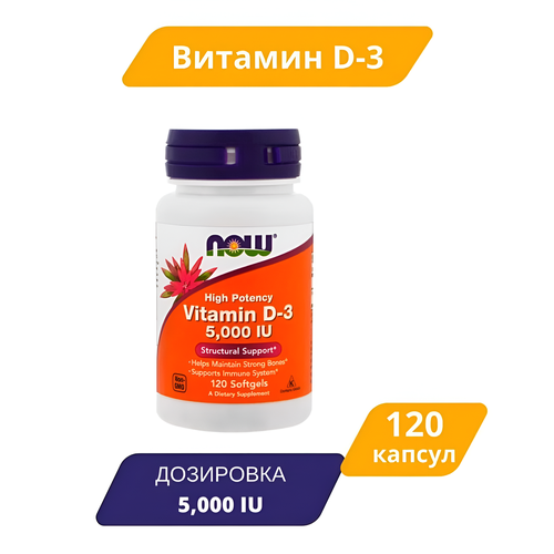 ���������� Now Foods Vitamin D-3 5.000IU 120 capsules/ ������� ������� ������� �-3 �������������� �3 5000 �� 120 ������ ������