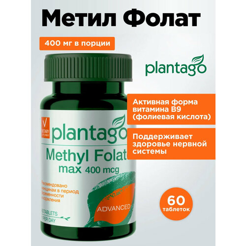 ���������� Plantago ���������� 400 ���, 60 �������� / Methyl Folate, ���, �������� �������, �������� ��� ����������, ������� B9