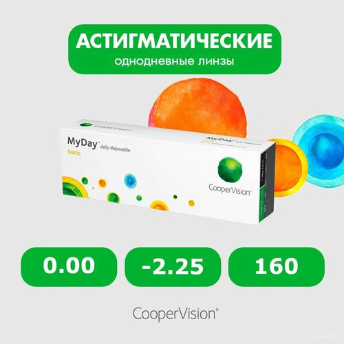 ���������� ����������� ���������� ����� CooperVision MyDay daily disposable toric, 30 ��., R 8,6, D 0,�CYL:�-2,25,�A�:�160, 1 ��.