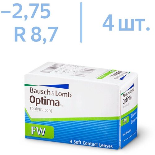 ���������� ���������� ����� BAUSCH+LOMB Optima FW, 4 ��., R 8,7, D -2,75, 1 ��.