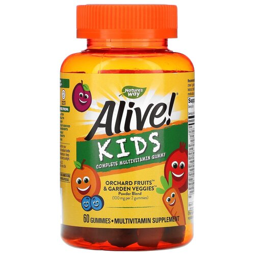 ���������� Alive! Kids Multivitamin Gummy, 200 ��, 200 �, 60 ��., 1 ��., �����, ��������, ��������