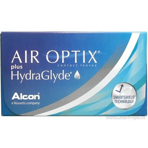 ���������� ���������� ����� �� ����� Alcon Air optix Plus HydraGlyde, 3 ��., R 8,6, D +7,5, 1 ��.