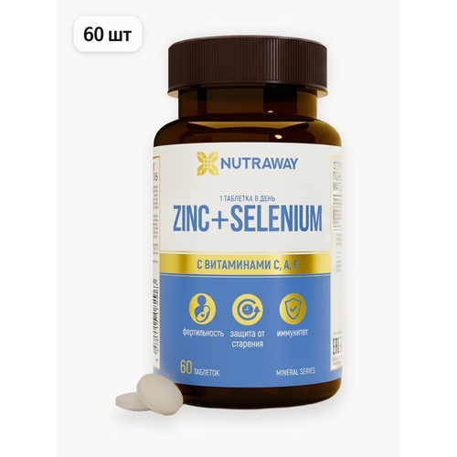 ���������� �������� ZINC + SELENIUM Nutraway ��� ���� + �����+ ������� �, �, � 60 ��������