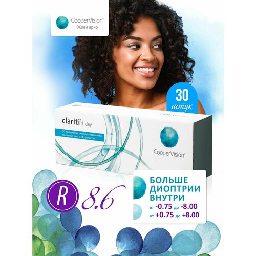 ���������� ���������� ����� CooperVision clariti 1-day (30 ����) +2.25 R 8.6, �����������, ����������