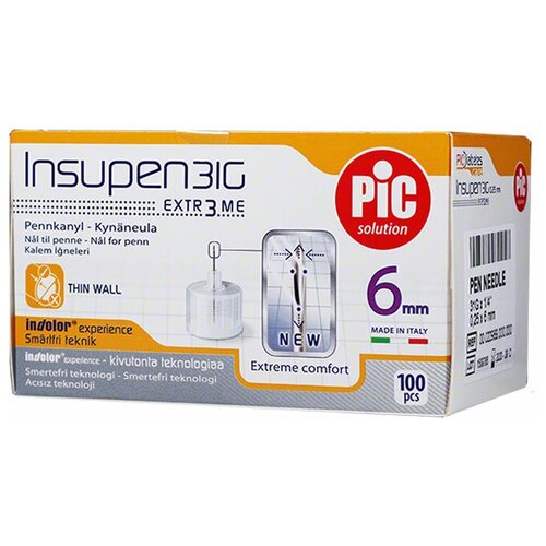 ���������� ���� ��� �����-����� Pic solution Insupen, 6 �� x 0.25 ��, ������: 31G, 100 ��.
