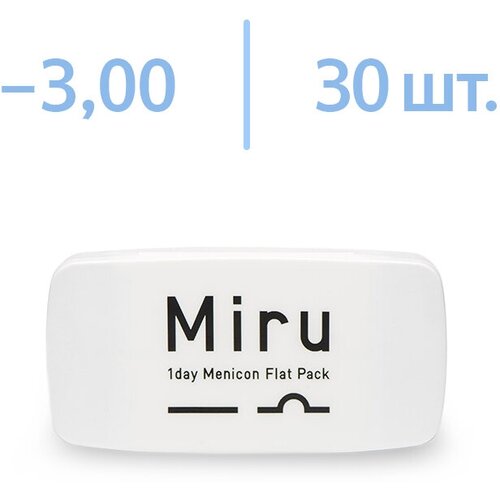 ���������� ����������� ���������� ����� Menicon Miru 1 day Flat Pack, 30 ��., R 8,6, D -3, 1 ��.